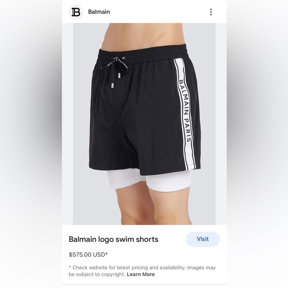 Balmain men tapped logo double shorts swim trunks NWT - Picture 6 of 7
